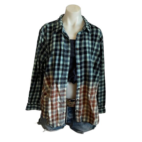 Space Jam Flannel Plaid Shirt 3XL Oversize One of Kind Blue Shacket Bugs Bunny - Picture 4 of 6